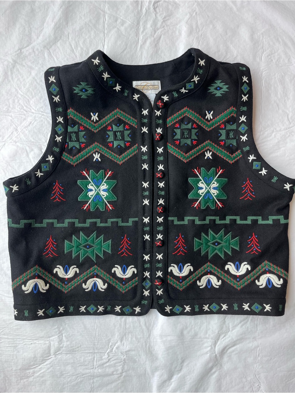 Vintage Wool Blend Cambridge Dry Goods Vest Christmas
